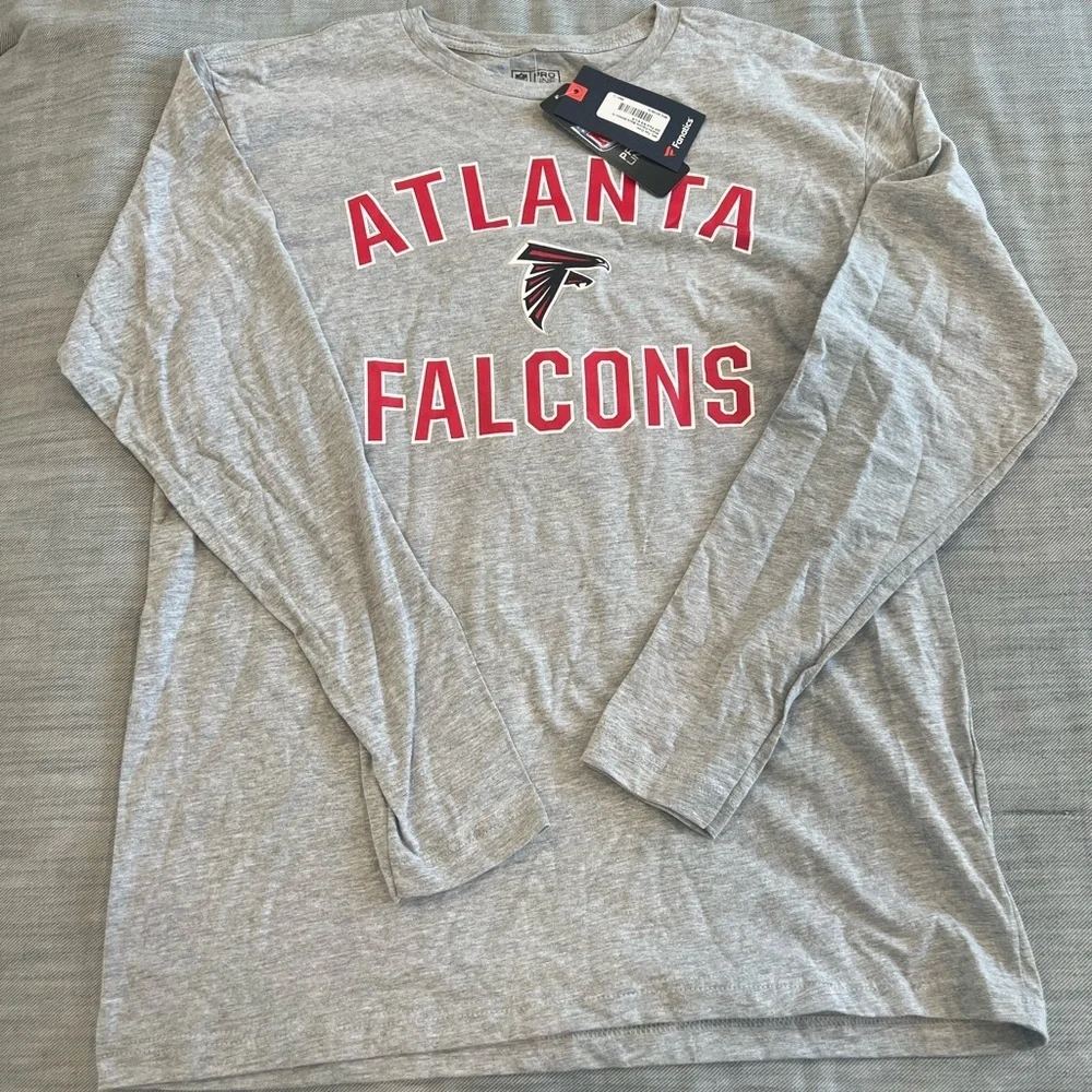 Atlanta Falcon Fanatics Gray NFL Pro Line Long Sleeve Shirt Size Large
